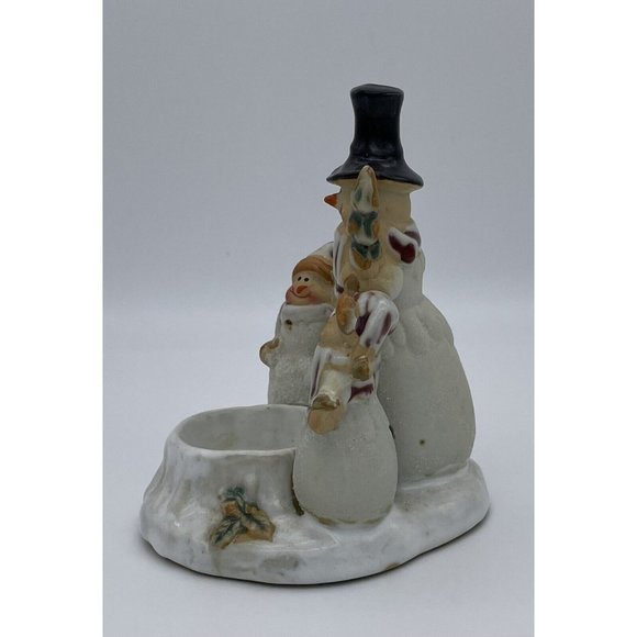 Vintage Snowman Candle Clay Pottery Tea Light Votive Holder Large Christmas - Picture 3 of 10